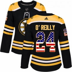 Womens Adidas Boston Bruins 24 Terry OReilly Authentic Black USA Flag Fashion NHL Jersey 