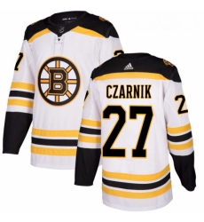Womens Adidas Boston Bruins 27 Austin Czarnik Authentic White Away NHL Jersey 