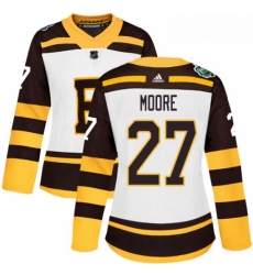 Womens Adidas Boston Bruins 27 John Moore Authentic White 2019 Winter Classic NHL Jerse