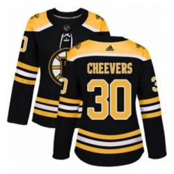 Womens Adidas Boston Bruins 30 Gerry Cheevers Premier Black Home NHL Jersey 