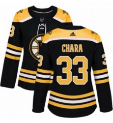 Womens Adidas Boston Bruins 33 Zdeno Chara Authentic Black Home NHL Jersey 
