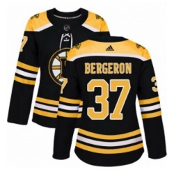Womens Adidas Boston Bruins 37 Patrice Bergeron Authentic Black Home NHL Jersey 