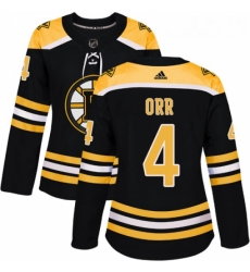 Womens Adidas Boston Bruins 4 Bobby Orr Authentic Black Home NHL Jersey 