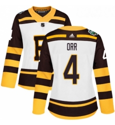 Womens Adidas Boston Bruins 4 Bobby Orr Authentic White 2019 Winter Classic NHL Jersey 