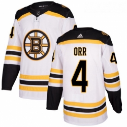 Womens Adidas Boston Bruins 4 Bobby Orr Authentic White Away NHL Jersey 
