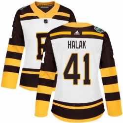 Womens Adidas Boston Bruins 41 Jaroslav Halak Authentic White 2019 Winter Classic NHL Jerse