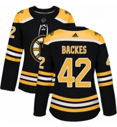 Womens Adidas Boston Bruins 42 David Backes Authentic Black Home NHL Jersey 