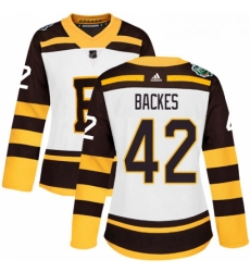 Womens Adidas Boston Bruins 42 David Backes Authentic White 2019 Winter Classic NHL Jersey 