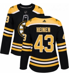 Womens Adidas Boston Bruins 43 Danton Heinen Authentic Black Home NHL Jersey 