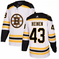 Womens Adidas Boston Bruins 43 Danton Heinen Authentic White Away NHL Jersey 