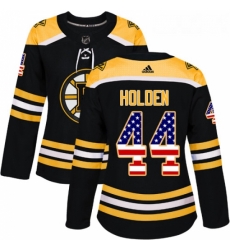 Womens Adidas Boston Bruins 44 Nick Holden Authentic Black USA Flag Fashion NHL Jersey 