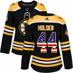 Womens Adidas Boston Bruins 44 Nick Holden Authentic Black USA Flag Fashion NHL Jersey 