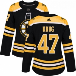 Womens Adidas Boston Bruins 47 Torey Krug Authentic Black Home NHL Jersey 