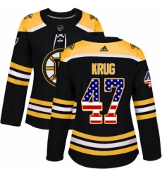 Womens Adidas Boston Bruins 47 Torey Krug Authentic Black USA Flag Fashion NHL Jersey 