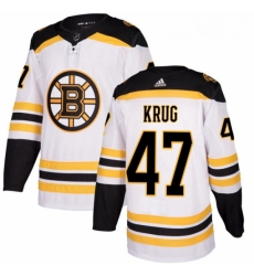 Womens Adidas Boston Bruins 47 Torey Krug Authentic White Away NHL Jersey 