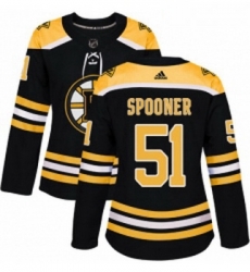Womens Adidas Boston Bruins 51 Ryan Spooner Authentic Black Home NHL Jersey 