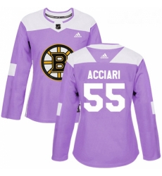 Womens Adidas Boston Bruins 55 Noel Acciari Authentic Purple Fights Cancer Practice NHL Jersey 