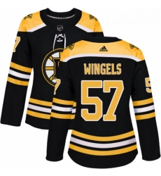 Womens Adidas Boston Bruins 57 Tommy Wingels Authentic Black Home NHL Jersey 