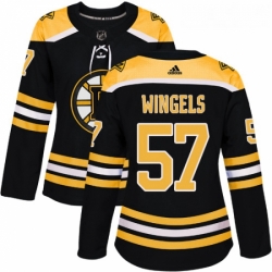 Womens Adidas Boston Bruins 57 Tommy Wingels Authentic Black Home NHL Jersey 