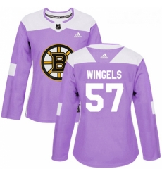Womens Adidas Boston Bruins 57 Tommy Wingels Authentic Purple Fights Cancer Practice NHL Jersey 