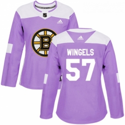 Womens Adidas Boston Bruins 57 Tommy Wingels Authentic Purple Fights Cancer Practice NHL Jersey 