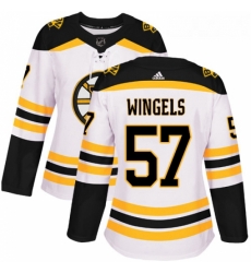Womens Adidas Boston Bruins 57 Tommy Wingels Authentic White Away NHL Jersey 