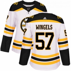 Womens Adidas Boston Bruins 57 Tommy Wingels Authentic White Away NHL Jersey 