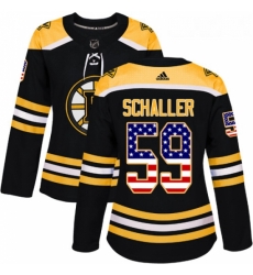 Womens Adidas Boston Bruins 59 Tim Schaller Authentic Black USA Flag Fashion NHL Jersey 