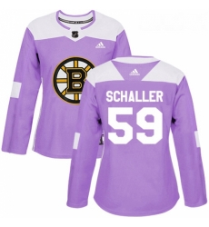 Womens Adidas Boston Bruins 59 Tim Schaller Authentic Purple Fights Cancer Practice NHL Jersey 