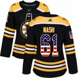 Womens Adidas Boston Bruins 61 Rick Nash Authentic Black USA Flag Fashion NHL Jersey 