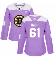 Womens Adidas Boston Bruins 61 Rick Nash Authentic Purple Fights Cancer Practice NHL Jersey 