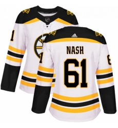 Womens Adidas Boston Bruins 61 Rick Nash Authentic White Away NHL Jersey 