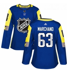 Womens Adidas Boston Bruins 63 Brad Marchand Authentic Royal Blue 2018 All Star Atlantic Division NHL Jersey 
