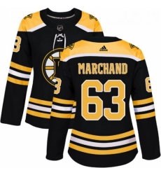 Womens Adidas Boston Bruins 63 Brad Marchand Premier Black Home NHL Jersey 