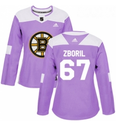 Womens Adidas Boston Bruins 67 Jakub Zboril Authentic Purple Fights Cancer Practice NHL Jersey 