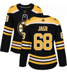 Womens Adidas Boston Bruins 68 Jaromir Jagr Authentic Black Home NHL Jersey 