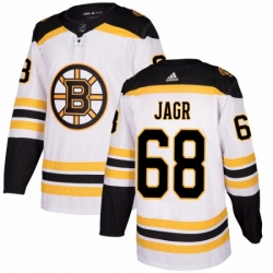 Womens Adidas Boston Bruins 68 Jaromir Jagr Authentic White Away NHL Jersey 