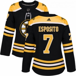Womens Adidas Boston Bruins 7 Phil Esposito Authentic Black Home NHL Jersey 