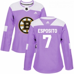 Womens Adidas Boston Bruins 7 Phil Esposito Authentic Purple Fights Cancer Practice NHL Jersey 