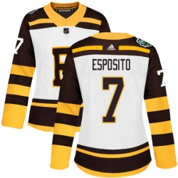 Womens Adidas Boston Bruins 7 Phil Esposito Authentic White 2019 Winter Classic NHL Jersey 