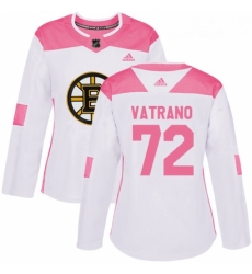 Womens Adidas Boston Bruins 72 Frank Vatrano Authentic WhitePink Fashion NHL Jersey 