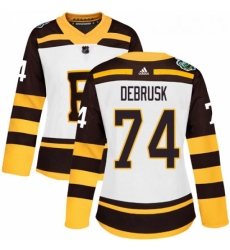 Womens Adidas Boston Bruins 74 Jake DeBrusk Authentic White 2019 Winter Classic NHL Jersey 