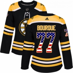 Womens Adidas Boston Bruins 77 Ray Bourque Authentic Black USA Flag Fashion NHL Jersey 