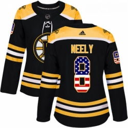 Womens Adidas Boston Bruins 8 Cam Neely Authentic Black USA Flag Fashion NHL Jersey 