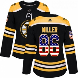 Womens Adidas Boston Bruins 86 Kevan Miller Authentic Black USA Flag Fashion NHL Jersey 