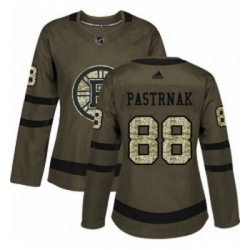 Womens Adidas Boston Bruins 88 David Pastrnak Authentic Green Salute to Service NHL Jersey 