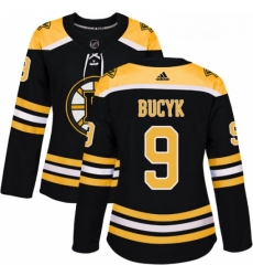 Womens Adidas Boston Bruins 9 Johnny Bucyk Authentic Black Home NHL Jersey 