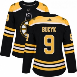 Womens Adidas Boston Bruins 9 Johnny Bucyk Authentic Black Home NHL Jersey 