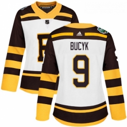 Womens Adidas Boston Bruins 9 Johnny Bucyk Authentic White 2019 Winter Classic NHL Jersey 