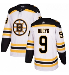 Womens Adidas Boston Bruins 9 Johnny Bucyk Authentic White Away NHL Jersey 